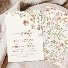 Convites Bebê de flor selvagem no Bloom Chá de fraldas Terr