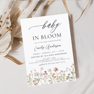 Convites Bebê de flor selvagem no Bloom Chá de fraldas Terr