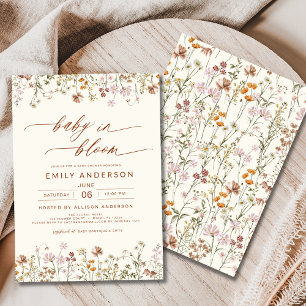 Convites Bebê de flor selvagem no Bloom Chá de fraldas Terr