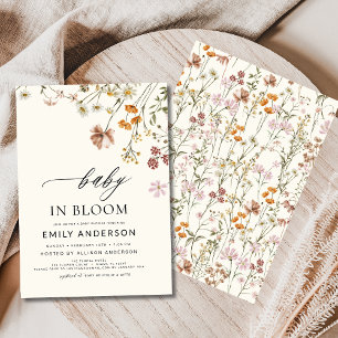 Convites Bebê de flor selvagem no Bloom Chá de fraldas Terr