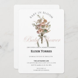 Convites Bebê de Flor Selvagem Preso no Chá de fraldas Bloo