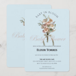 Convites Bebê de Flor Selvagem Preso no Chá de fraldas Bloo