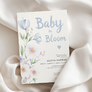 Convites Bebê de flores silvestres azuis em flor menino chá