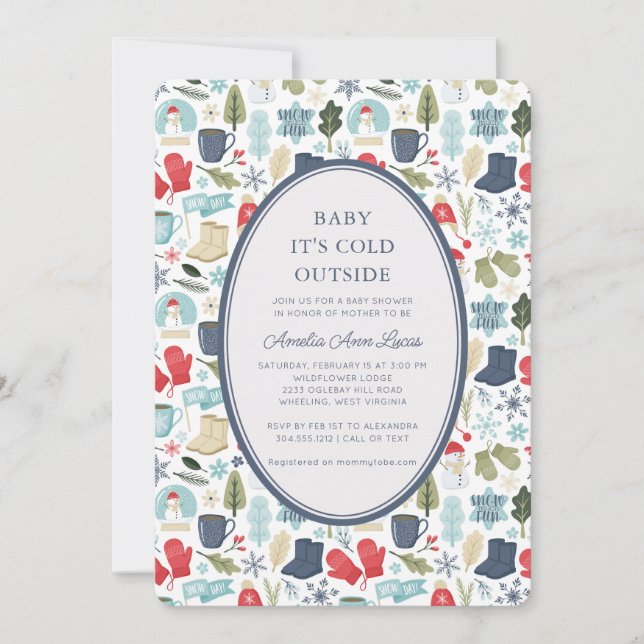 Convites Bebê de inverno É Frio Fora do Chá de fraldas (Frente)