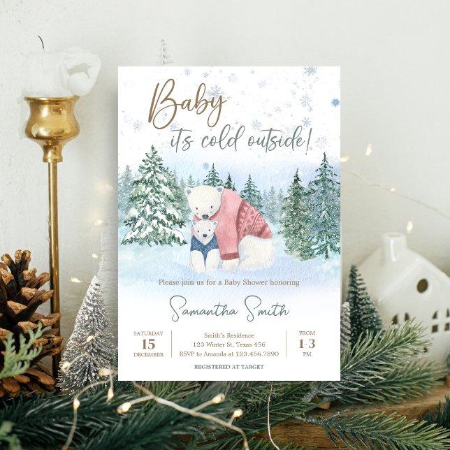 Convites Bebê de inverno Está Frio Fora do Chá de fraldas (Winter Baby Shower Invitation)