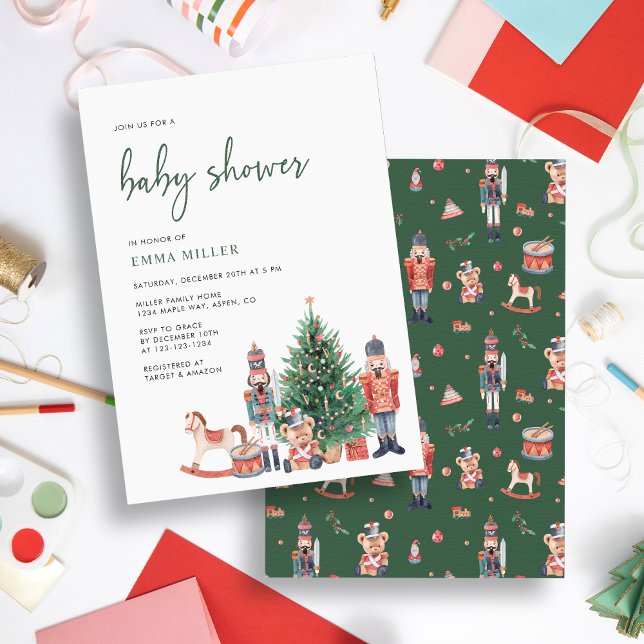 Convites Bebê de Natal Verde (Green Holiday Baby Shower Invitation
)