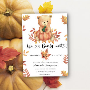Convites Bebê de outono ursinho de pelúcia Pumpkin Churrasc