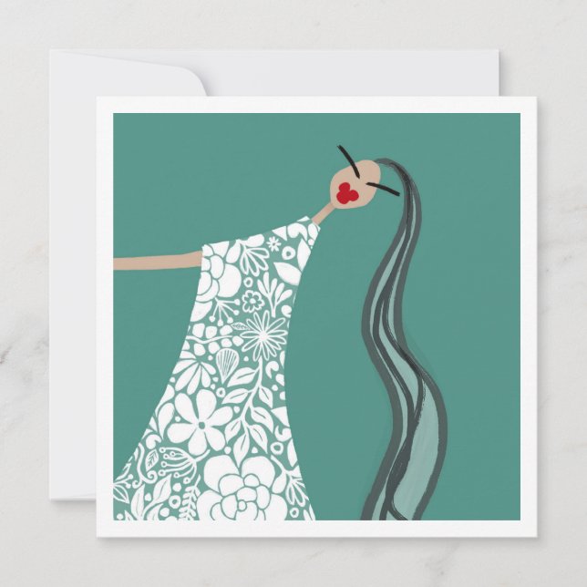 Convites Bebê de Praia em Flores Brancas Ilustração da Moda (Frente)