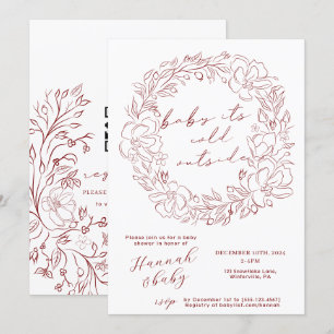 Convites Bebê desenhado à mão É frio fora do Chá Código QR