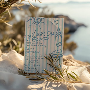 Convites Bebê Desenhado À Mão No Chá de fraldas Surf De Ver