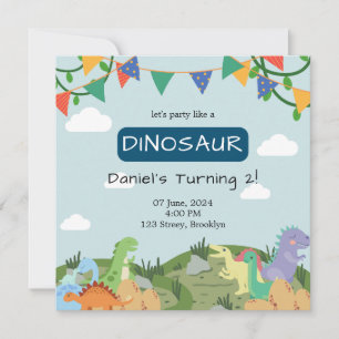 Convites Bebê Dinossauro Céu Azul Aniversário