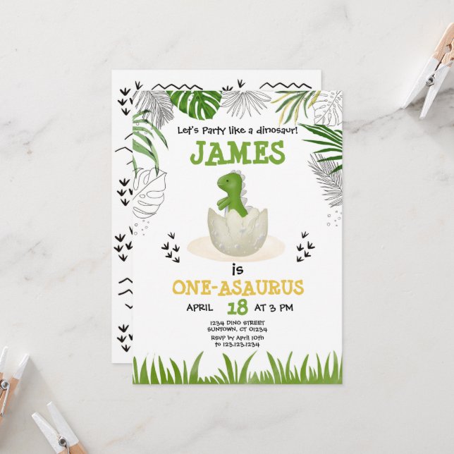 Convites Bebê Dinossauro Qualquer Idade Aniversário (Frente/Verso In Situ)