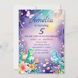 Convites Bebê dinossauro verde fofo com tema azul