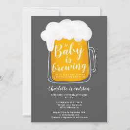 Convites Bebê divertido preparando cerveja pinta cinza escu