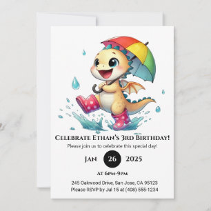 Convites Bebê Dragão Cheio no Aniversário da Chuva