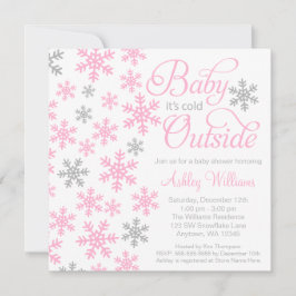 Convites Bebê é chá de fraldas cinzento cor-de-rosa