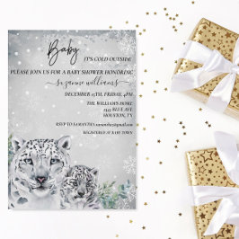 Convites Bebê É Frio Fora do Ártico Neve Animal Leopardo