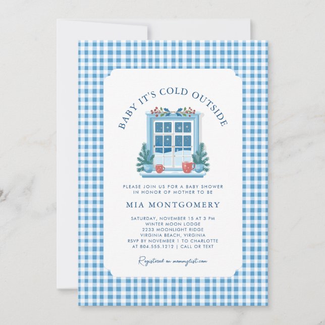 Convites Bebê É Frio Fora do Chá de fraldas de inverno (Frente)