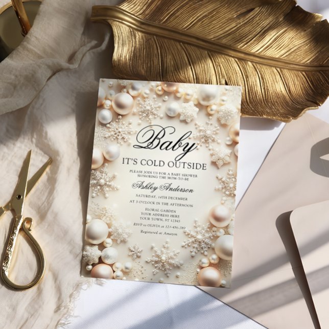 Convites Bebê É Frio Fora do Chá de fraldas de inverno (Criador carregado)