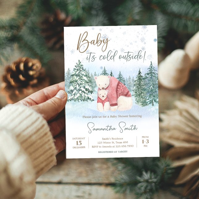 Convites Bebê É Frio Fora do Chá de fraldas de inverno (Winter Baby Shower Invitation)