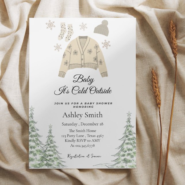 Convites Bebê É Frio Fora do chá de fraldas de inverno (Criador carregado)