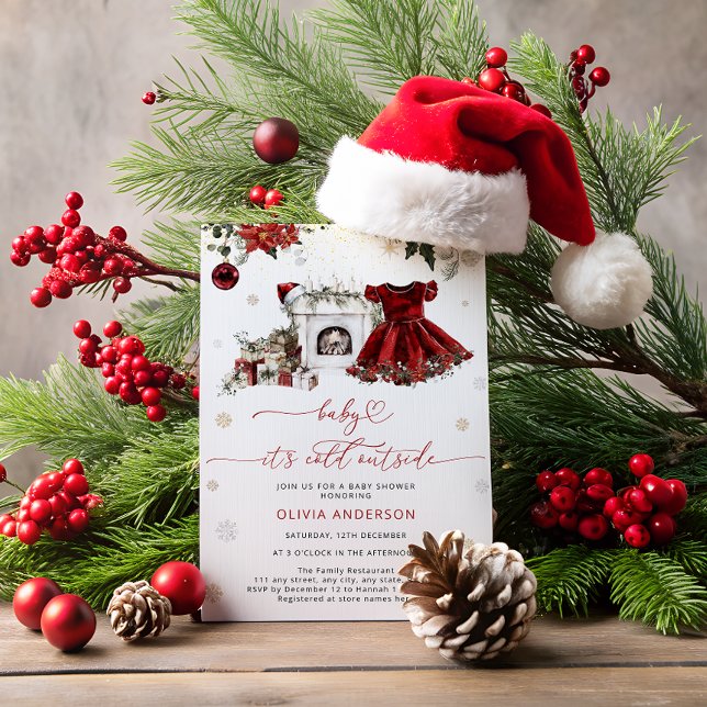 Convites Bebê é frio fora do Chá de fraldas de Natal (Criador carregado)