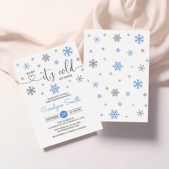 Convites Bebê, é frio fora do Chá de fraldas de Neve Azul (Criador carregado)