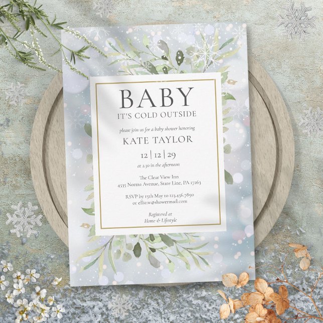Convites Bebê É Frio Fora Do Chá de fraldas De Neve De Inve (Baby Its Cold Outside Winter Snow Baby Shower Invitation)