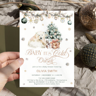 Convites Bebê é frio fora do Chá de fraldas do Urso Polar F
