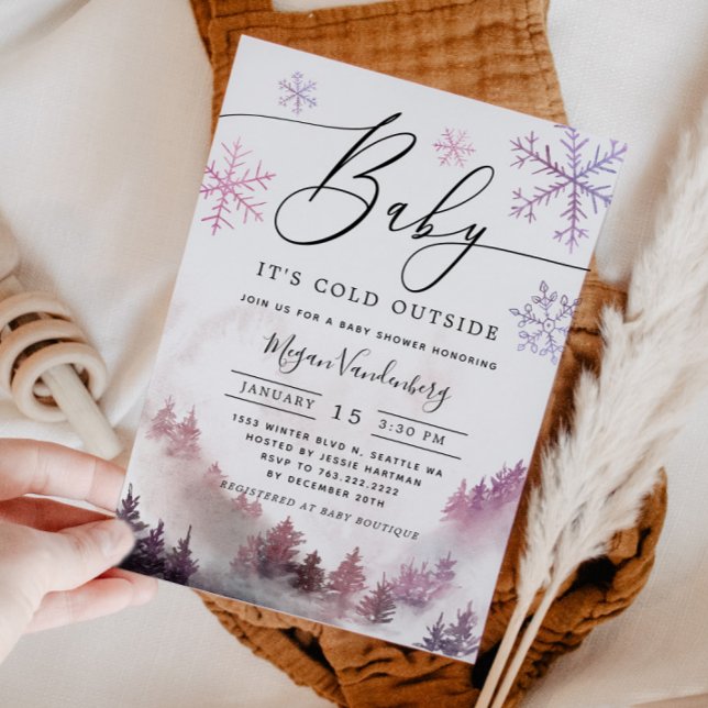 Convites Bebê É Frio Fora do Chá de fraldas Rosa (Criador carregado)