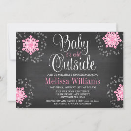 Convites Bebê É Frio Fora do Chá de fraldas Rosa Flocos de 