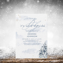 Convites Bebê é frio fora do Chá de fraldas verde-inverno