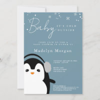 Bebê É Frio Fora do Pinguim Azul Inverno