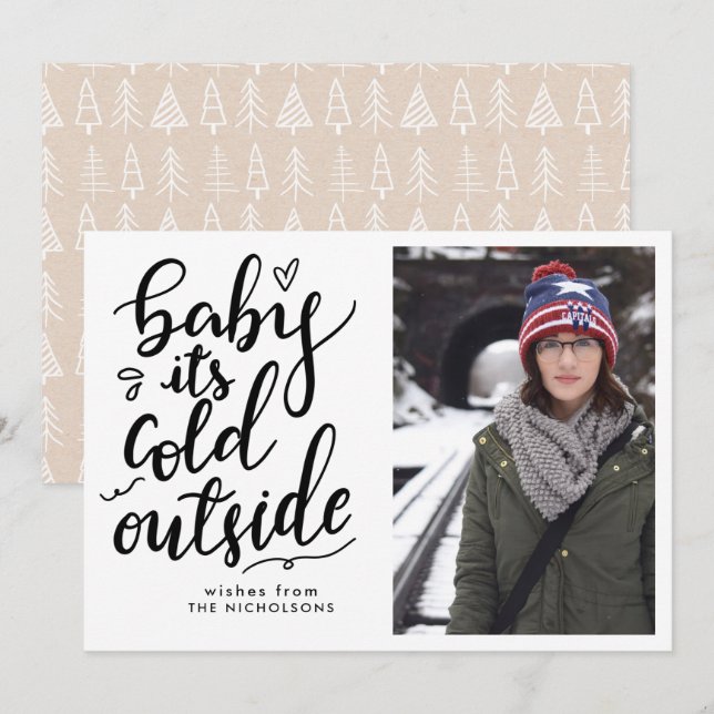 Convites Bebê É Frio Fora Do Script Manuscrito Foto (Frente/Verso)