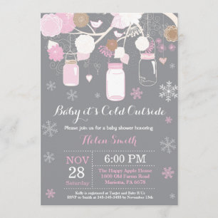 Convites Bebê é frio lá fora Chá de fraldas de Mason Jar de