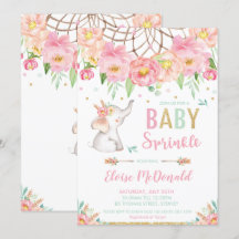 Bebê Elefante Boho Espelha Garota Rosa Mint Floral