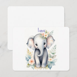 Convites Bebê Elefante Florido