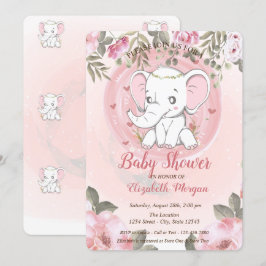 Convites Bebê Elefante Fofo, Chás de Bebê Florais