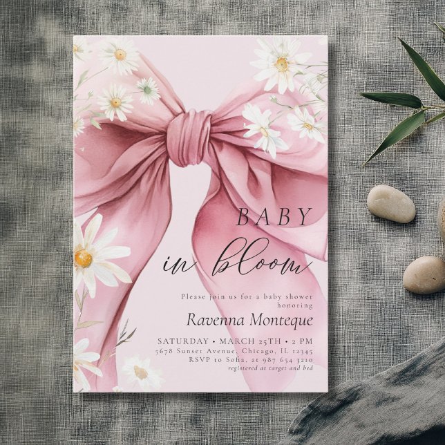 Convites Bebê Elegante em Flor Bebê Menina Chuveirinho Rosa (Criador carregado)