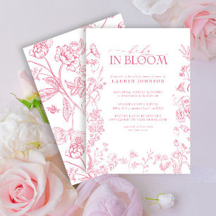 Convites Bebê Elegante Floral Vitoriano Rosa Em Sangue