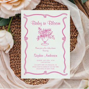 Convites Bebê Elegante no Chá de fraldas Floral Rosa-Bloque