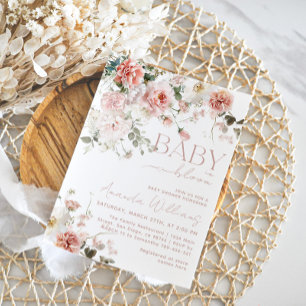 Convites Bebê em Blogue Flor Rosa Chá de fraldas