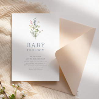 Convites Bebê em Blogue Primavera Wildflower Chá de fraldas