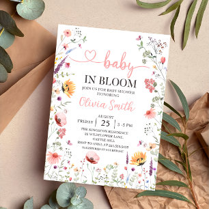 Convites Bebê em Blogue Primavera Wildflower Chá de fraldas