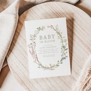 Convites Bebê em Blogue Primavera Wildflower Chá de fraldas