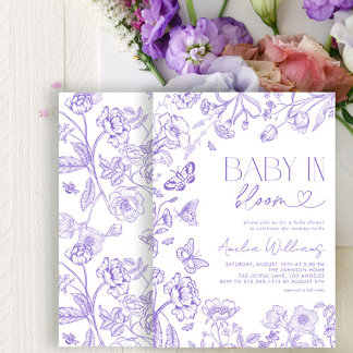 Convites Bebê Em Blogue Vintage Lavanda Floral