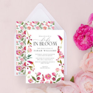 Convites Bebê Em Blogueira Menina Cor De Água Rosa Chá Flor