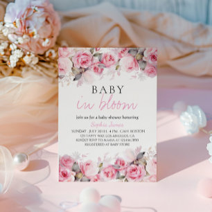 Convites Bebê em Bloom - Chá de fraldas Floral Elegante