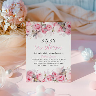 Convites Bebê em Bloom - Chá de fraldas Floral Elegante