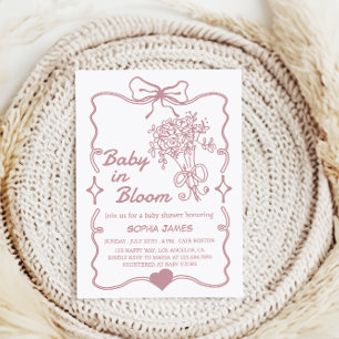 Convites Bebê em Bloom - Chá de fraldas Floral Elegante